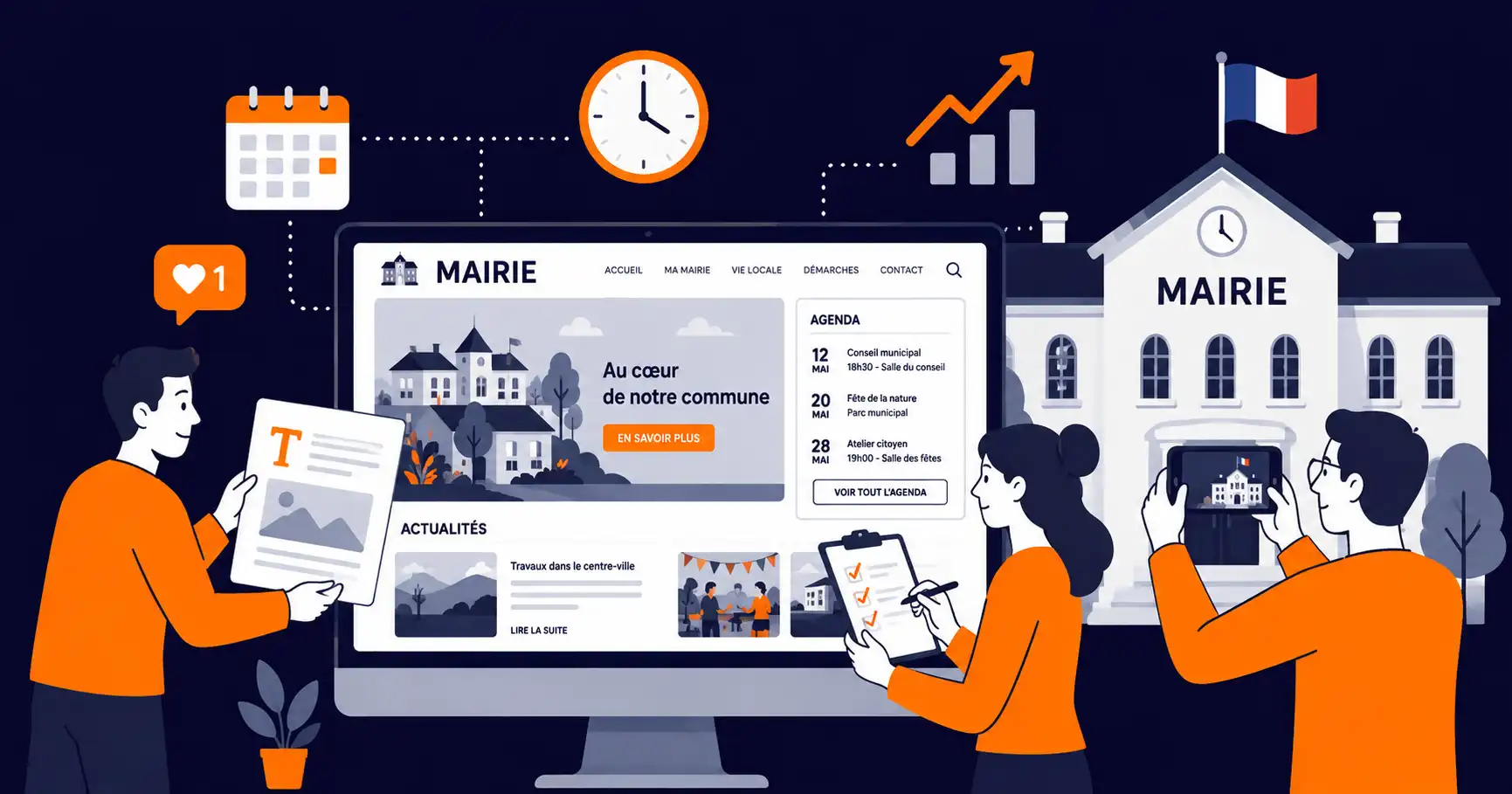 Illustration de l'animation éditoriale d'un site internet de collectivité territoriale