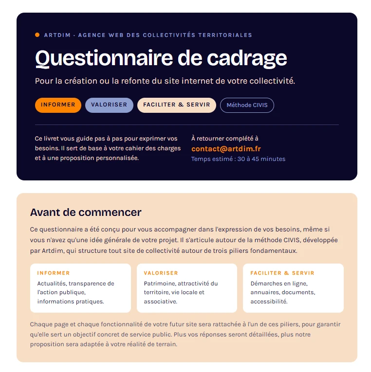 Exemple de document de cadrage pour un projet de site internet de collectivité